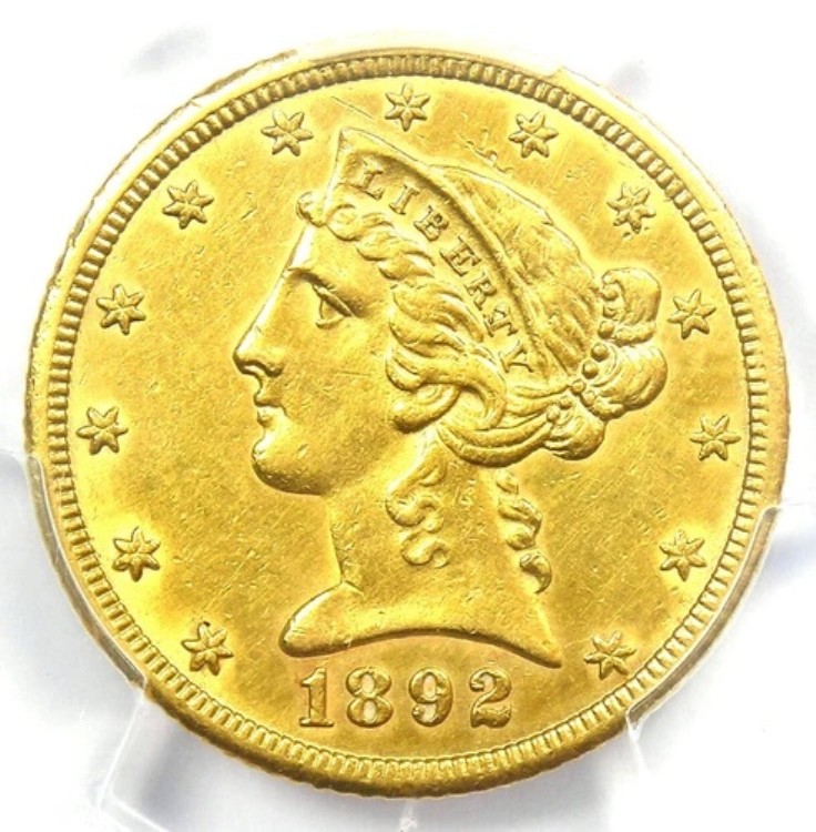 1892年CCリバティゴールドハーフイーグル5ドルカーソンシティコイン - PCGS AU認定詳細｜WORLD RESOURCE【KING店】 682,000円