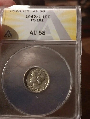 ??1942/1 マーキュリーダイム ANACS AU 58。見事な視覚的魅力とエラー|WORLD RESOURCE【KING店】