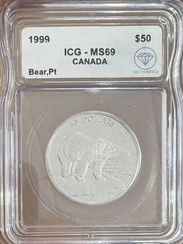 1999年カナダ$50プラチナポーラーベアICG MS-69 IDC検証済み|WORLD RESOURCE【KING店】