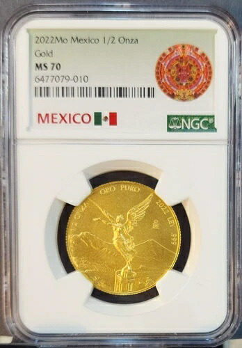 2022年 メキシコ 1/2 オンザ ゴールド リベルタッド NGC MS 70 美しい完璧さ｜WORLD RESOURCE【KING店】