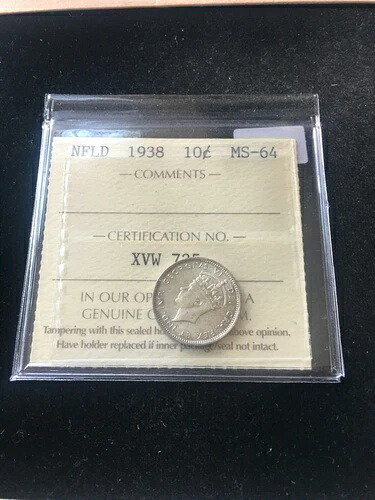 1938 ICCS グレード ニューファンドランド 10 セント **MS-64**