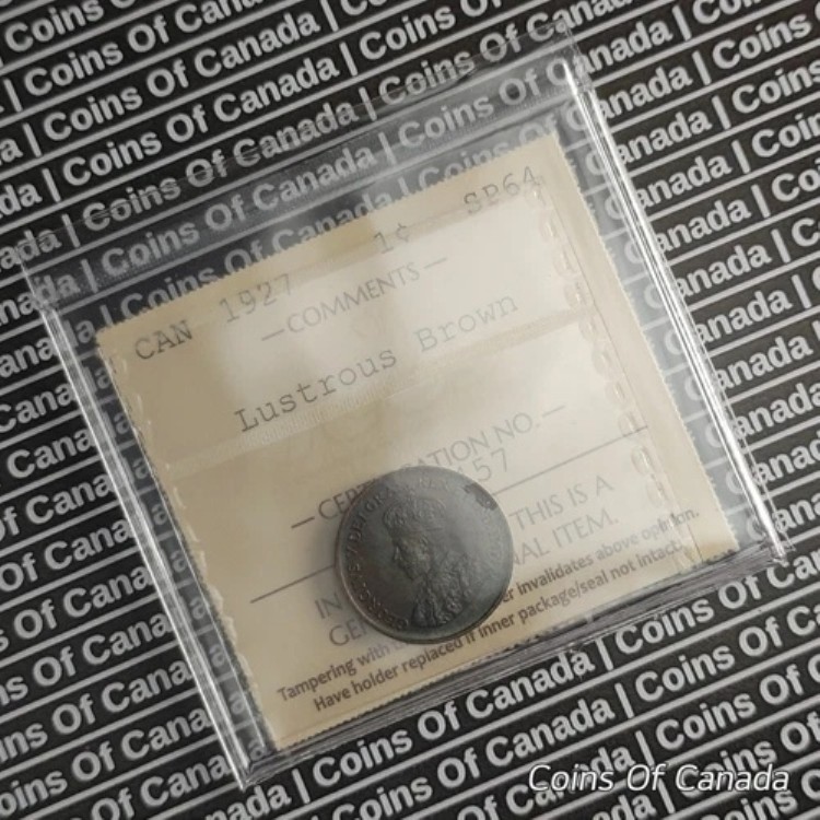 1927年カナダ1セント硬貨 - ICCS SP 64 - 希少価値 + 素晴らしい色調 #coinsofcanada