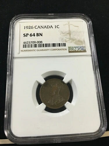1926年 NGCグレードカナダ、スモールワンセント、**SP-64**希少
