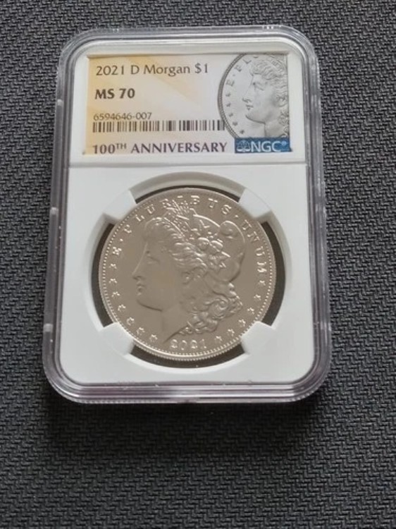 希少なデンバーパーフェクト100周年記念モルガンシルバーダラーコイン NGC MS70 2021-D