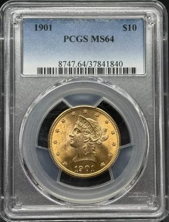 1901年 リバティヘッド 10ドル金貨 PCGS MS-64