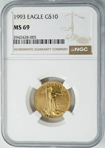 1993年 10ドル アメリカンゴールドイーグル MS69 NGC 950290-2|WORLD RESOURCE【KING店】