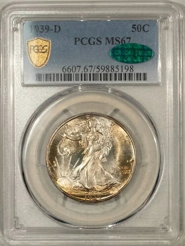 1939-D ウォーキング リバティ ハーフ ダラー - PCGS MS-67、プレミアム品質 & CAC 承認済み!｜WORLD RESOURCE【KING店】