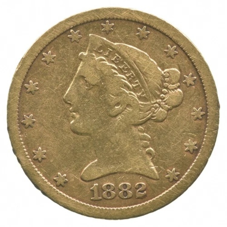 1882-CC 5ドル リバティヘッド ゴールド ハーフイーグル *2635｜WORLD RESOURCE【KING店】