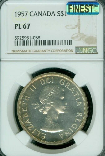 1957年カナダドル NGC PL67 ARNPRIOR MAC 最高級グレード 新発見 3 既知 *