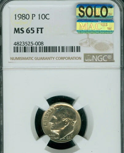 1980年 P ルーズベルト ダイム NGC MS65 FT PQ MAC SOLO 最高品質 & シミなし 極めて希少 *|WORLD RESOURCE【KING店】