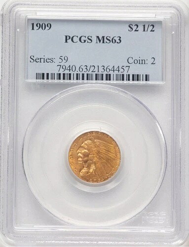 1909年 2.50ドル インディアンクォーターイーグル PCGS MS63 (779626001)｜WORLD RESOURCE【KING店】