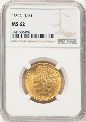 1914年 10ドル ブラウンラベル インディアンイーグル NGC MS62