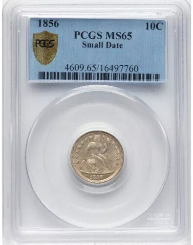 1856年 10セント スモールデイト リバティ シーテッド ダイム PCGS MS65｜WORLD RESOURCE【KING店】