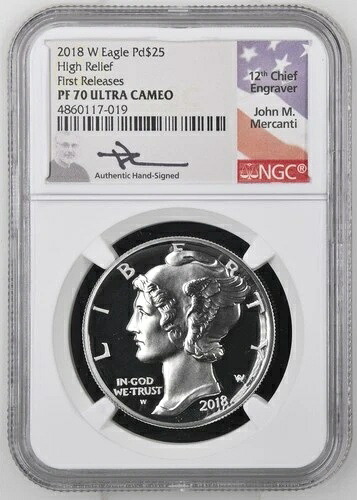 2018 W $25 ハイレリーフ パラジウム イーグル 1オンス NGC PF70 ファーストリリース メルカンティ｜WORLD RESOURCE【KING店】