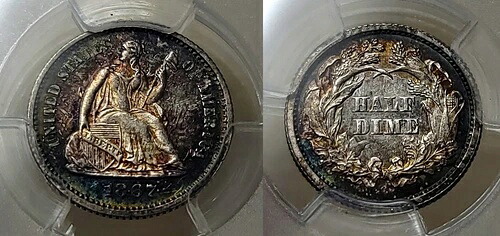 1867年 自由の女神像半ダイム 10セント PCGS MS 63