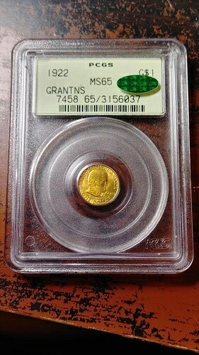 1922年 グラント金貨 星なし $1 OGH オールドグリーンホルダー PCGS CAC MS65 PQ 4506|WORLD RESOURCE【KING店】