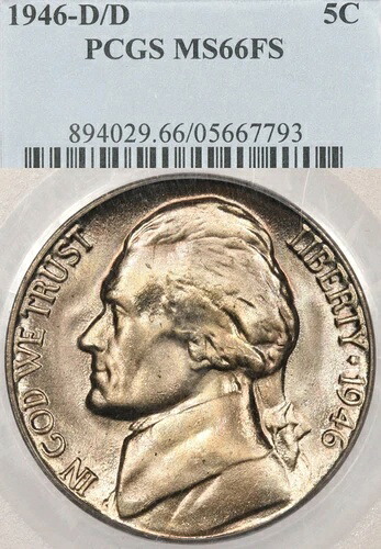 1946-D/D 5C PCGS MS66 FS ジェファーソンニッケル フルステップ|WORLD RESOURCE【KING店】