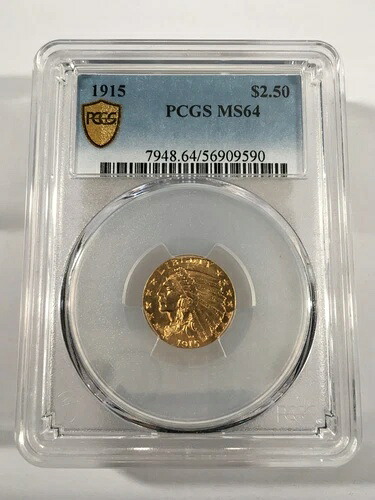 1915年 2.5ドル ゴールド インディアン クォーターイーグル PCGS MS64 4XEGA25｜WORLD RESOURCE【KING店】