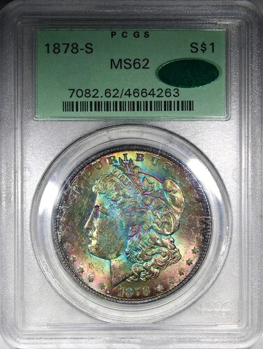 1878-S モルガン・ダラー PCGS MS62 CAC OGH オールドグリーンホルダー モンスタートーン｜WORLD RESOURCE【KING店】