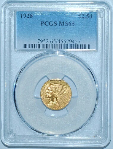 1928 PCGS MS65 $2.50 $2 1/2 金インディアンヘッドクォーターイーグル｜WORLD RESOURCE【KING店】