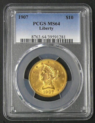 1907年 MS-64 10ドル金貨 リバティ - 良品 - PCGS鑑定済み｜WORLD RESOURCE【KING店】
