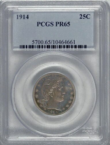 1914 PCGS PR65 発行枚数 380枚 = 1859年から現在までの最低発行枚数 プルーフ 25セント ???? KEY バーバークォーター｜WORLD RESOURCE【KING店】