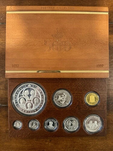 1990年 スペイン建国500周年記念 プレステージプルーフセット .999金貨 & .925銀貨 ペセタコイン｜WORLD RESOURCE【KING店】