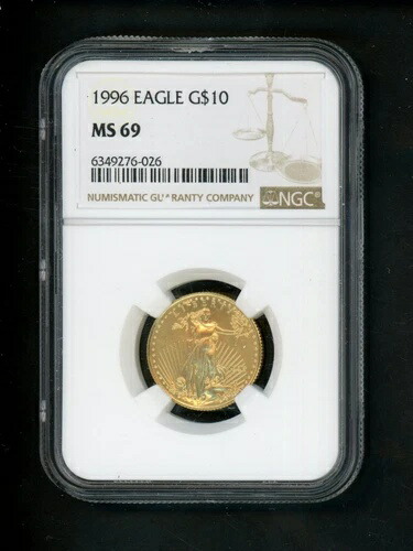 1996 年米国 1/4 オンス ゴールド アメリカン イーグル $10.00 $10 NGC MS 69 未流通 希少!
