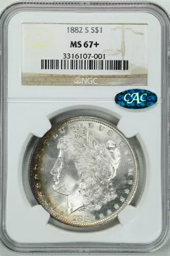 1882-S 1ドル モルガン銀貨 MS67+ NGC 3316107-001 CAC｜WORLD RESOURCE【KING店】