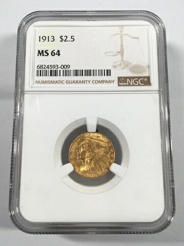 1913年 2.5ドル金貨 インディアンクォーターイーグル NGC MS64 03XEGA25｜WORLD RESOURCE【KING店】