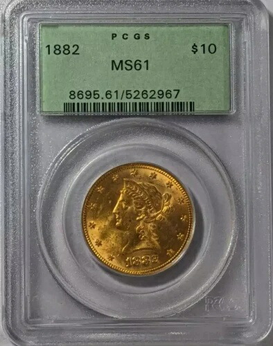 1882年 P ゴールド ハーフイーグル リバティヘッド PCGS MS-61