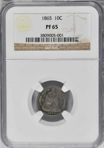 1865 NGC PR65 ?? 発行枚数10,001枚 + プルーフ500枚 = 10セント硬貨の中で4番目に低い！?? ? 座った状態のダイム ?｜WORLD RESOURCE【KING店】