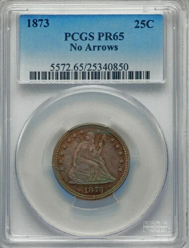 1873年 PCGS PR65 MS62で$52,000 ? クローズド3 ? 過小評価されているキーデートの座席付きクォーター