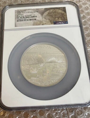 イギリス 2022 銀貨 10ポンド ロンドン 5オンス タワーワーフ テムズ川 NGC PF70 F/D|WORLD RESOURCE【KING店】