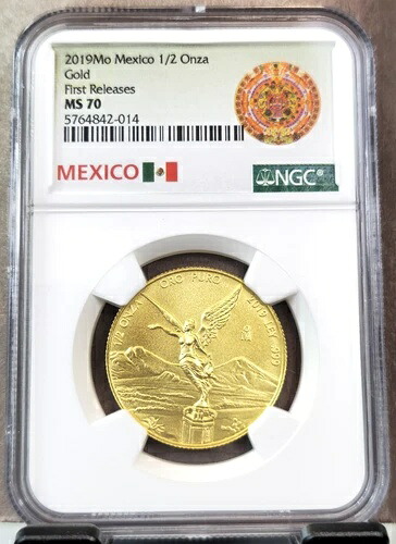2019年 メキシコゴールド リベルタッド 1/2オンザ NGC MS 70 初リリース 希少 パーフェクト 1/2オンス
