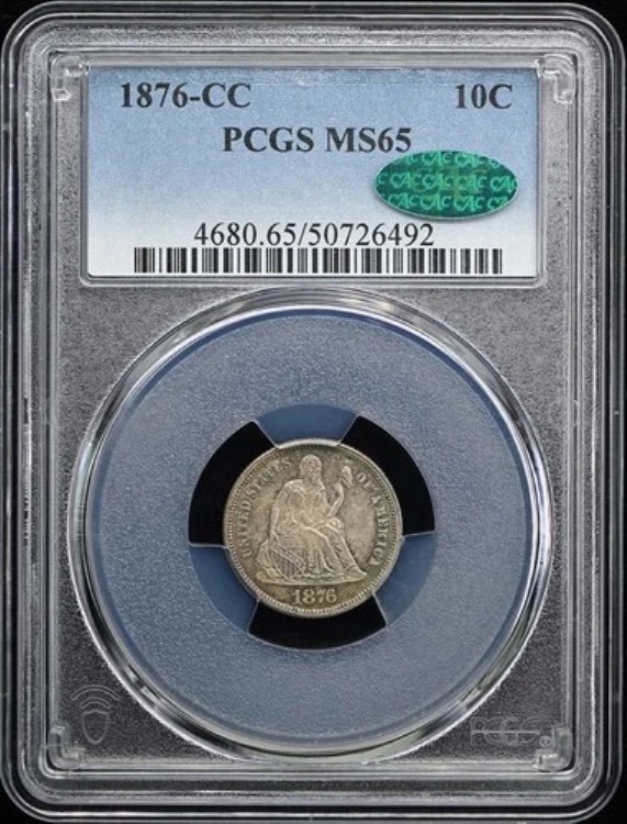1876-CC 10セント自由の女神像ダイム PCGS MS65 (CAC)｜WORLD RESOURCE【KING店】