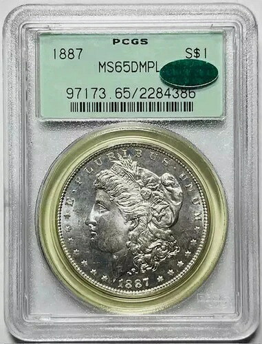 1887 P モーガン シルバー ダラー PCGS MS-65 CAC DMPL ディープ ミラー プルーフ PQ-OGH と同様!