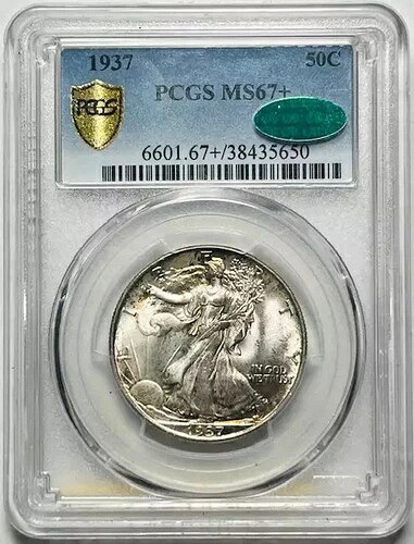 1937 P ウォーキング リバティ ハーフ ドル PCGS MS-67+ プラス CAC 多少色あり!｜WORLD RESOURCE【KING店】