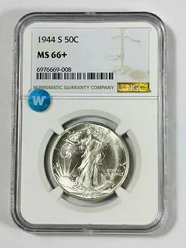 1944年 S ウォーキング・リバティ・ハーフダラー NGC MS-66+ 非常にプレミアムな品質！サイトホワイト｜WORLD RESOURCE【KING店】
