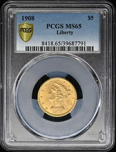 1908年 5ドル リバティ リバティヘッド ハーフイーグル PCGS MS65｜WORLD RESOURCE【KING店】