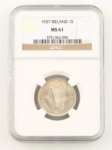 1937年 アイルランド共和国 1シリング銀貨 MS-61 NGC 低鋳造数 キーデート KM-6｜WORLD RESOURCE【KING店】