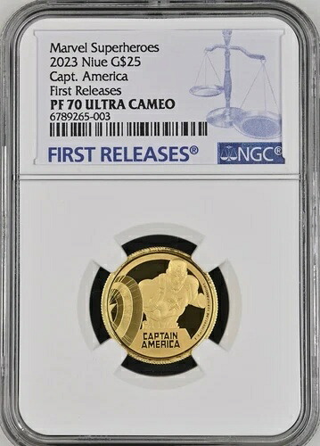 2023年 ニウエ キャプテン・アメリカ マーベル（第1回）金貨 2023年 ニウエ 1/4オンス NGC 70 FR