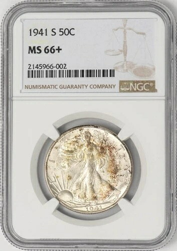 1941-S ウォーキング・リバティ・ハーフ 50セント MS66+ NGC 948711-6