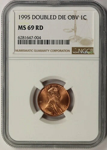 1995年 ダブルダイ 表面 リンカーン記念ペニー 1C MS 69 RD レッド NGC DDO
