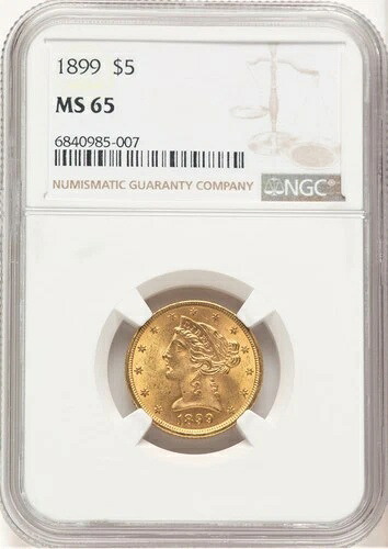 1899年 5ドル リバティ ハーフイーグル NGC MS65 (779570005)