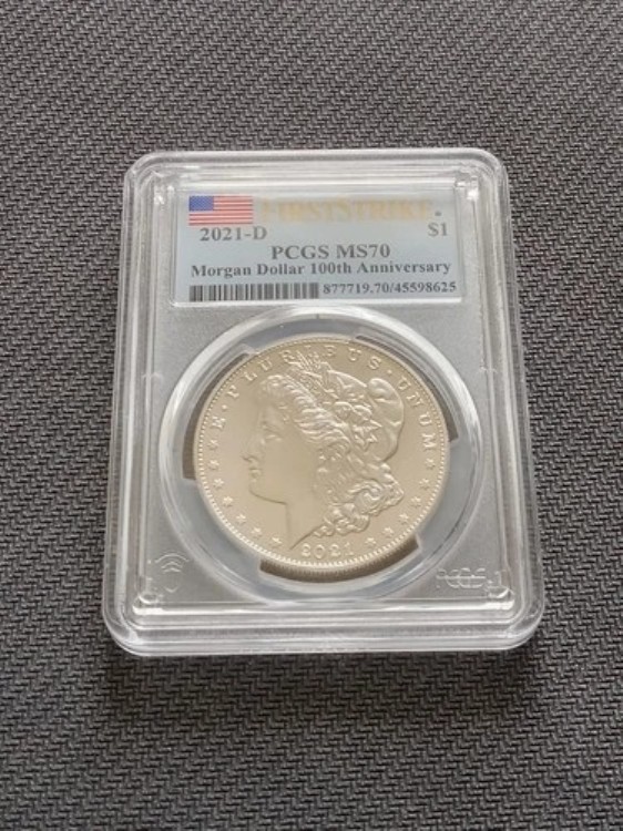 希少なファーストストライク100周年記念モルガンシルバーダラーコイン PCGS MS70 2021-D