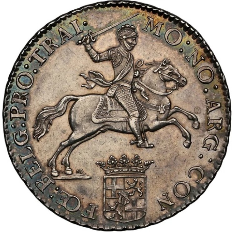 1761年 オランダ ユトレヒト ハーフ・デュカトン 1/2 シルバーライダー NGC MS62 カラー HDビデオ付き