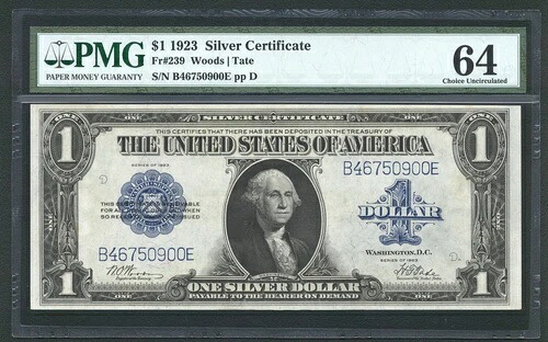 米国 1923年 1ドル銀貨 FR-239 ジェム 未流通 PMG認定 CU64 318,285円