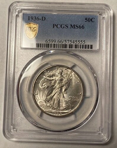 1936-D ウェイキング・リバティ ハーフダラー PCGS MS66