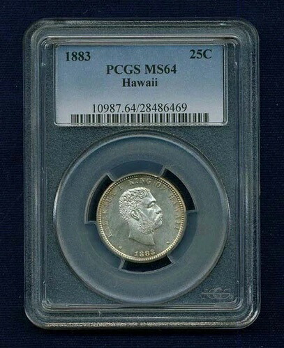 ハワイ カラカウア I 1883年 25セント/25ドル 未流通 PCGS MS64認定
